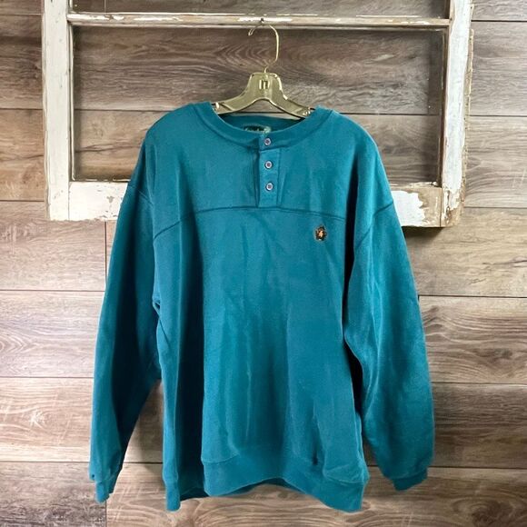 Knights of the Round Table Men’s Teal Henley Sweatshirt Size XL - Picture 2 of 7